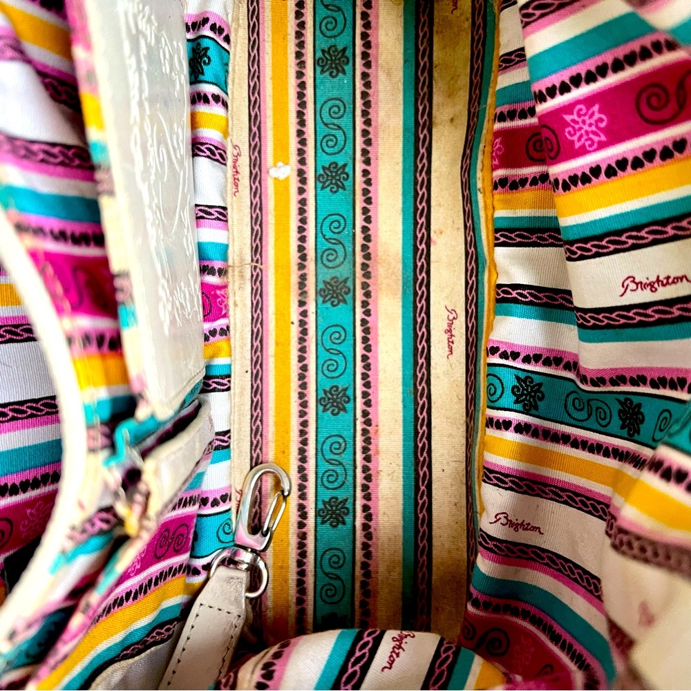 💐     BRIGHTON MULTICOLOR WOVEN STRAW SHOULDER BAG WITH BRAIDED LEATHER STRAP - Picture 10 of 11
